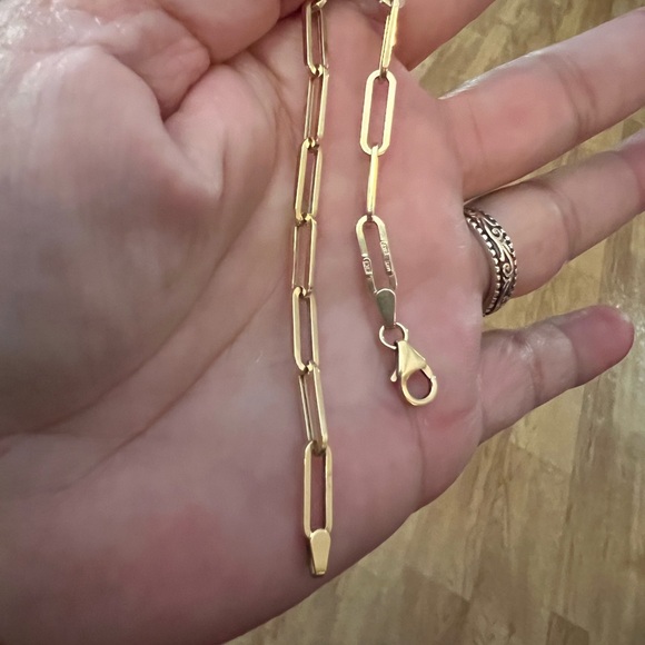 14k Gold Paperclip Chain Bracelet - Picture 2 of 3